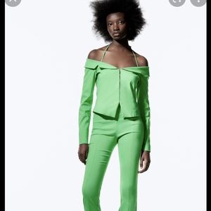 Zara green cropped blazer BNWT (M)